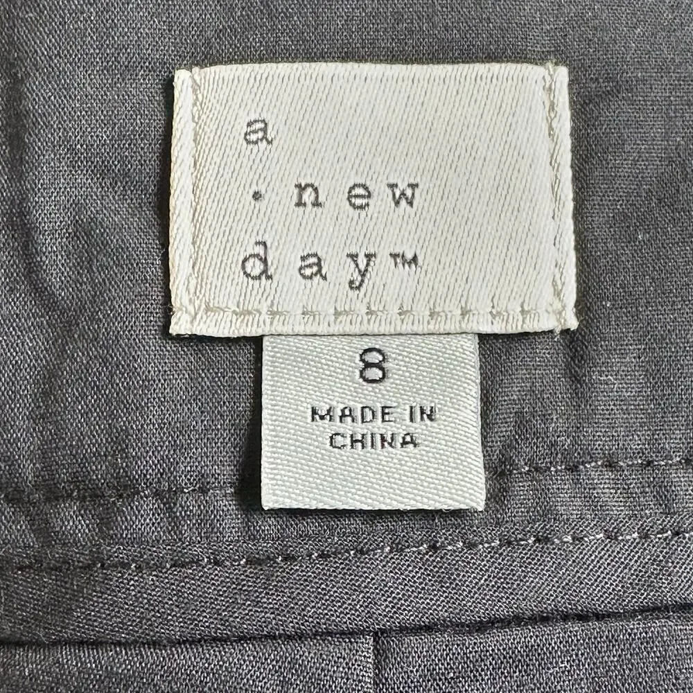 A New Day Women's High-Rise Pleated Eyelet‎ Cotton Short Black Size 8 Cottage